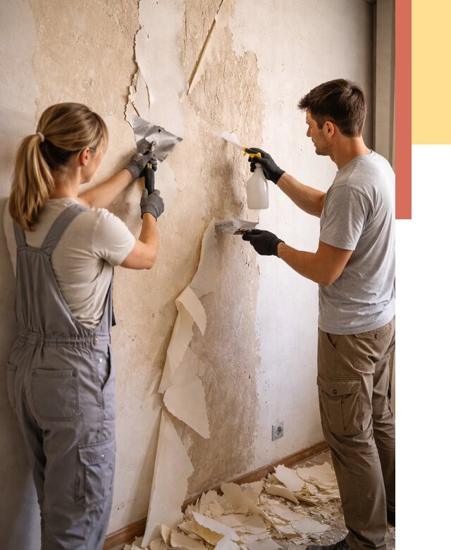 Снятие старых обоев в Карабулаке от 5423 руб. под ключ недорого | ОТДЕЛОЧНИК-Крб