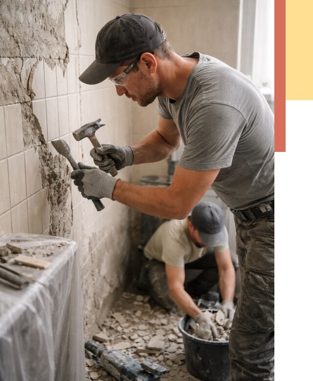 Демонтаж плитки со стен в Карабулаке от 878 руб. — быстро и недорого | ОТДЕЛОЧНИК-Крб