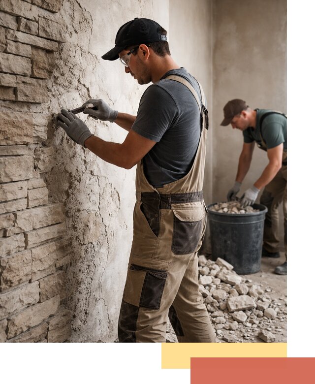 Демонтаж декоративного камня в Карабулаке профессионально и безопасно