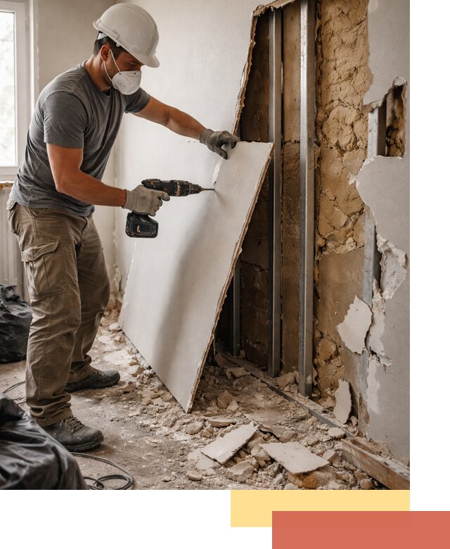 Демонтаж гипсокартона со стен в Карабулаке качественно и быстро