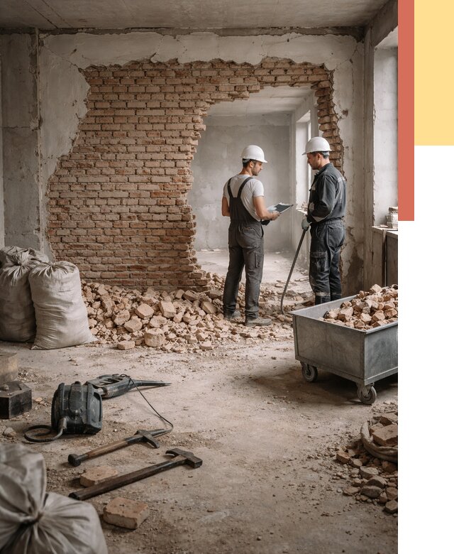 Демонтаж кирпичных стен в Карабулаке от 4338 руб. — быстро, недорого, под ключ | ОТДЕЛОЧНИК-Крб