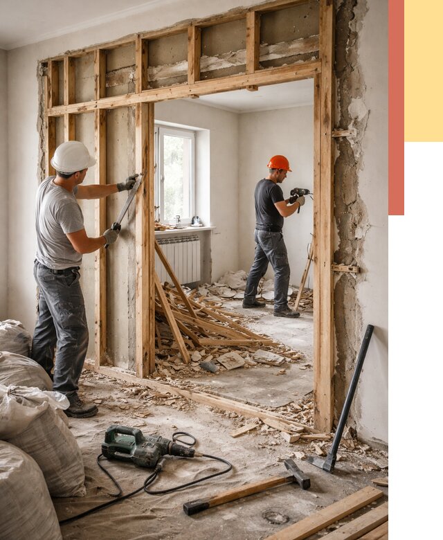 Демонтаж деревянных перегородок в Карабулаке от 3305 руб. — быстро и недорого | ОТДЕЛОЧНИК-Крб