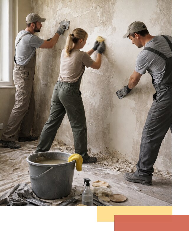 Очистка стен от клея и грунтовки в Карабулаке качественно и быстро