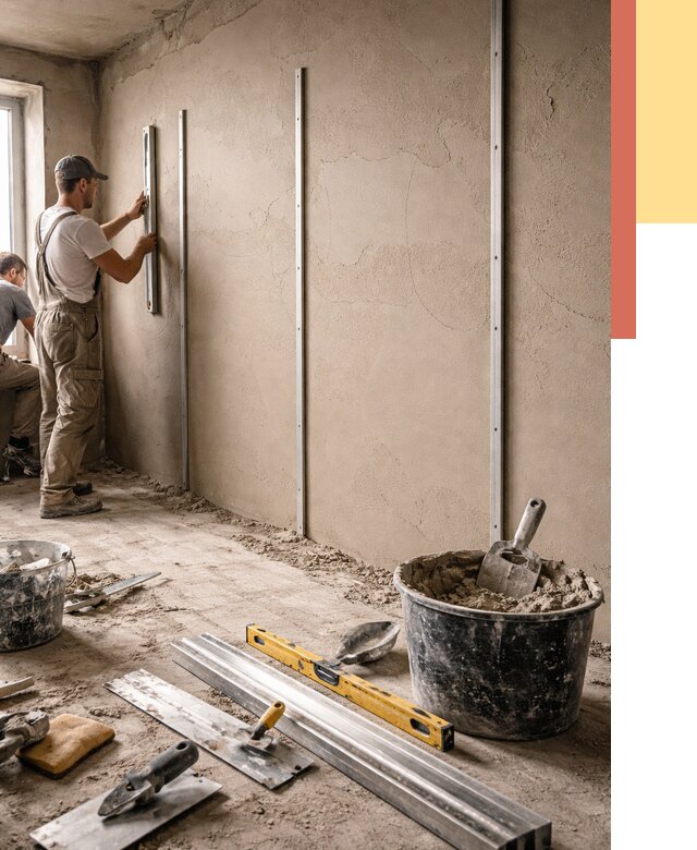 Штукатурка стен по маякам в Карабулаке от 5681 руб./м² — выравнивание под ключ | ОТДЕЛОЧНИК-Крб