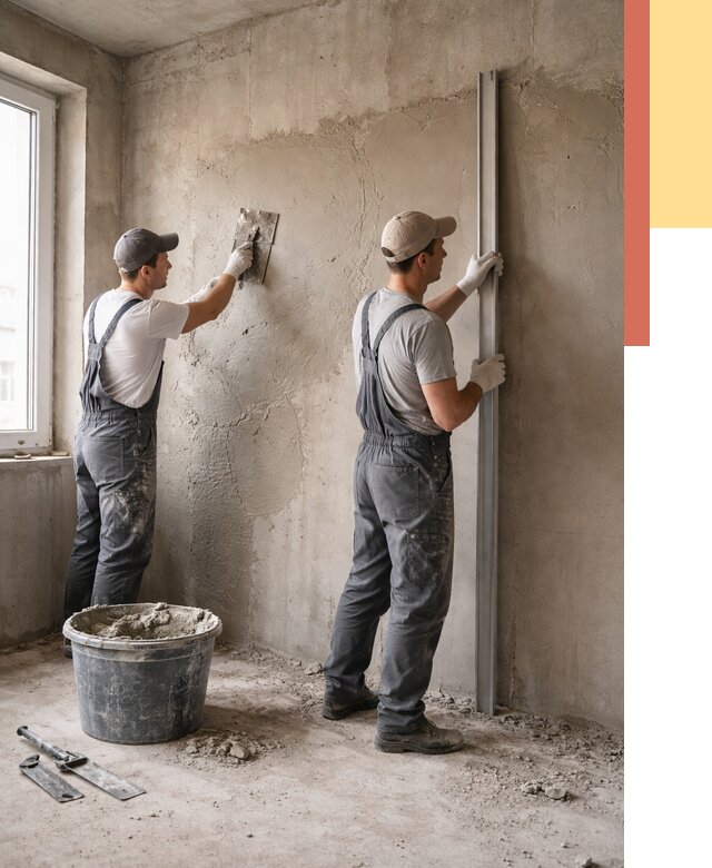 Штукатурка бетонных стен в Карабулаке от 4648 руб/м² — качественно и быстро | ОТДЕЛОЧНИК-Крб