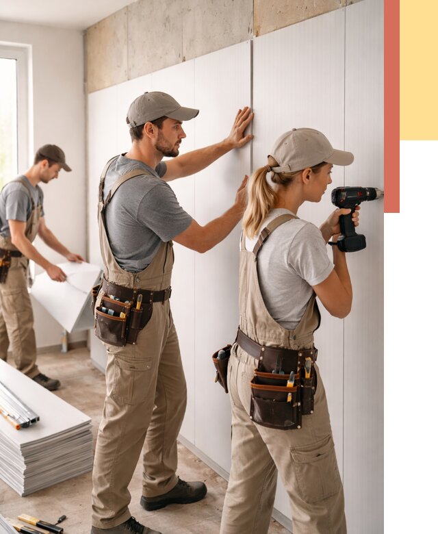 Монтаж ПВХ панелей на стены в Карабулаке от 465 руб/м2 — быстро и недорого | ОТДЕЛОЧНИК-Крб