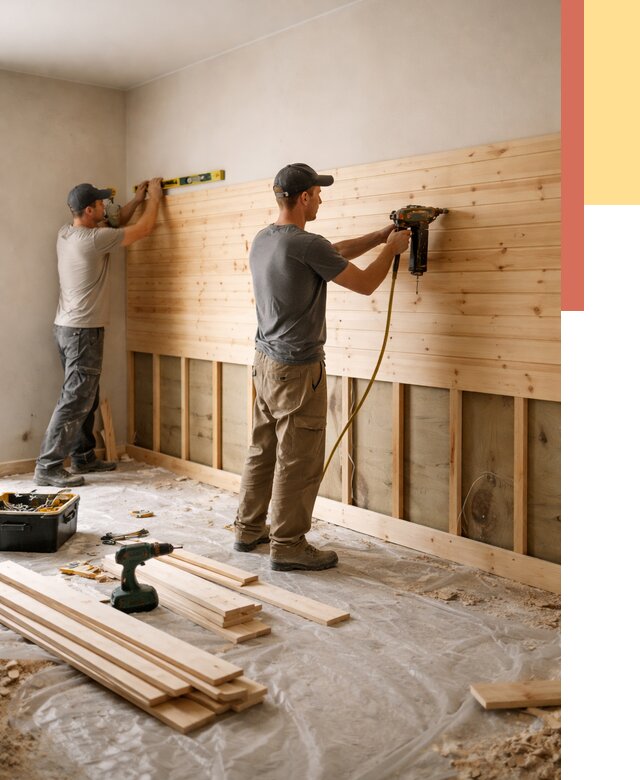 Монтаж деревянной вагонки на стены в Карабулаке от 7747 руб. | Услуги монтажа вагонки | ОТДЕЛОЧНИК-Крб