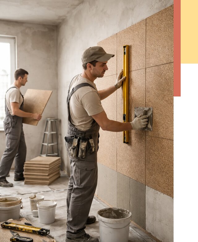 Монтаж пробковых панелей на стены в Карабулаке от 3615 руб. — ОТДЕЛОЧНИК-Крб