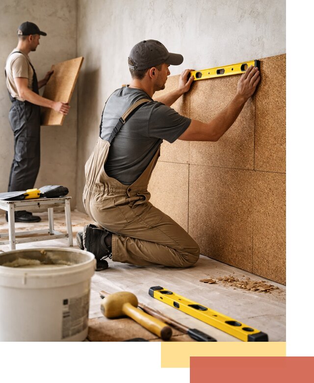 Монтаж пробковых панелей на стены в Карабулаке быстро и качественно