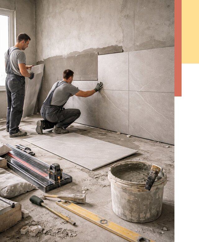 Облицовка стен керамогранитом в Карабулаке от 4338 руб./м² — услуги под ключ | ОТДЕЛОЧНИК-Крб