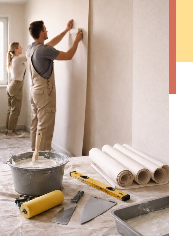 Поклейка бумажных обоев в Карабулаке от 5681 руб./м2 — быстро и недорого | ОТДЕЛОЧНИК-Крб