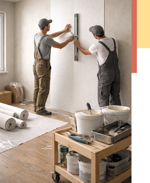 Поклейка стеклообоев в Карабулаке от 6714 руб. за м2 — быстро и недорого | ОТДЕЛОЧНИК-Крб