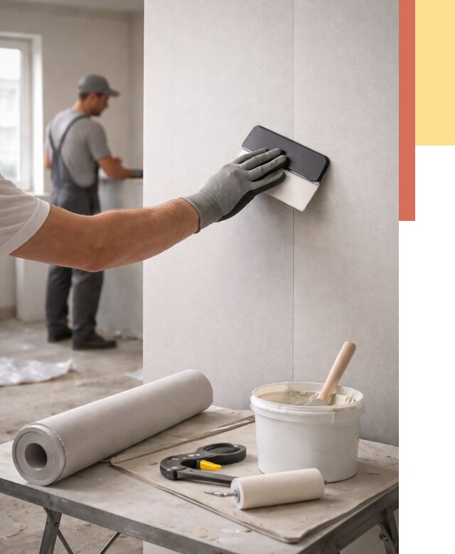 Поклейка обоев под покраску в Карабулаке от 3615 руб. за м2 | ОТДЕЛОЧНИК-Крб