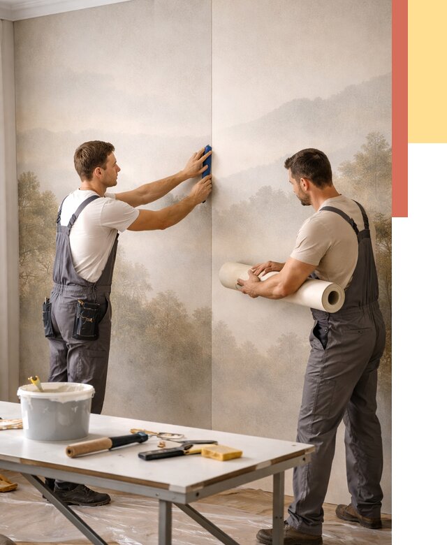 Поклейка фотообоев в Карабулаке от 8780 руб/м² — быстро и недорого | ОТДЕЛОЧНИК-Крб