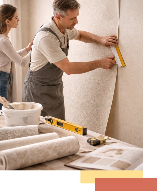 Поклейка обоев с подбором рисунка в Карабулаке