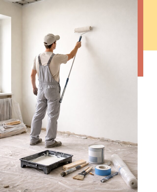 Покраска стен водоэмульсионной краской в Карабулаке от 465 руб. за м² | ОТДЕЛОЧНИК-Крб