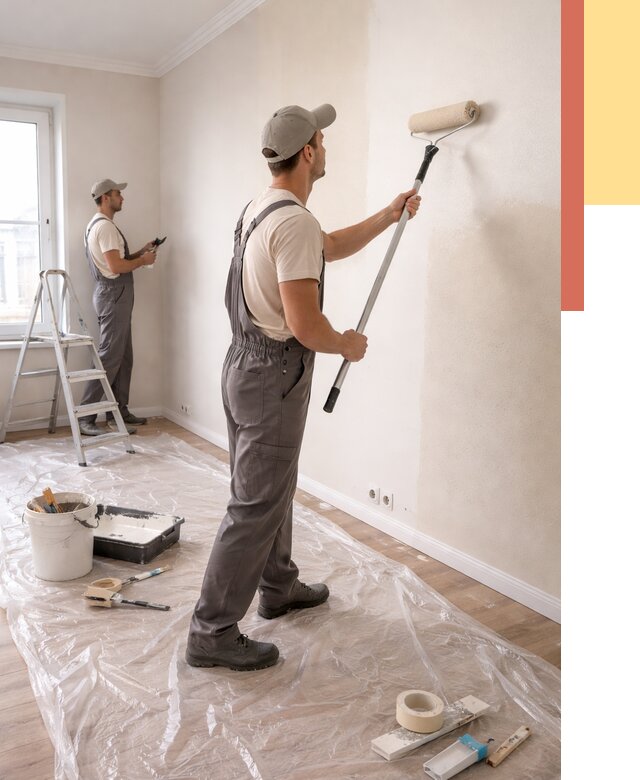 Покраска стен акриловой краской в Карабулаке от 3615 руб./м² — быстро и недорого | ОТДЕЛОЧНИК-Крб