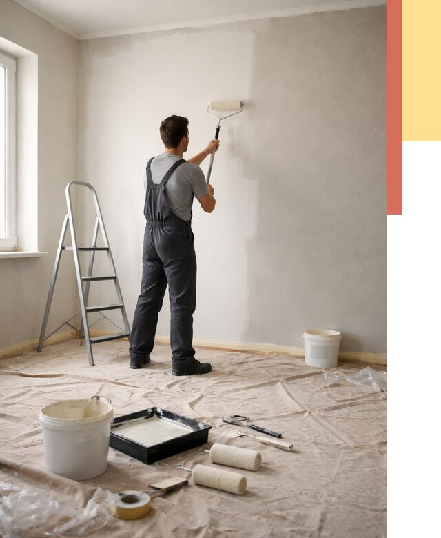 Покраска стен моющейся краской в Карабулаке от 362 руб./м² — быстро и недорого | ОТДЕЛОЧНИК-Крб