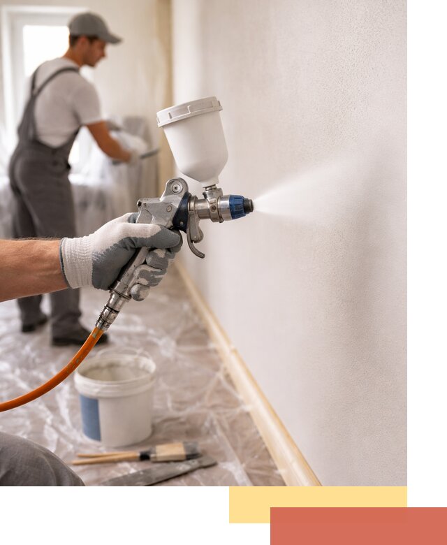 Покраска стен краскопультом в Карабулаке быстро и качественно