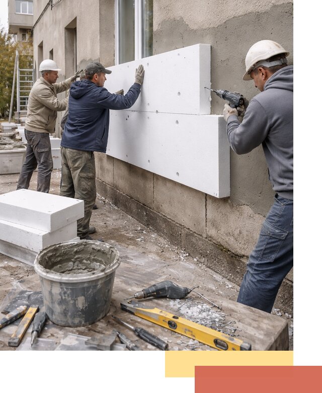 Утепление наружных стен пенопластом в Карабулаке