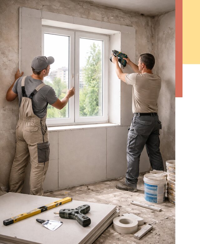 Монтаж откосов из гипсокартона в Карабулаке от 4648 руб. под ключ | ОТДЕЛОЧНИК-Крб