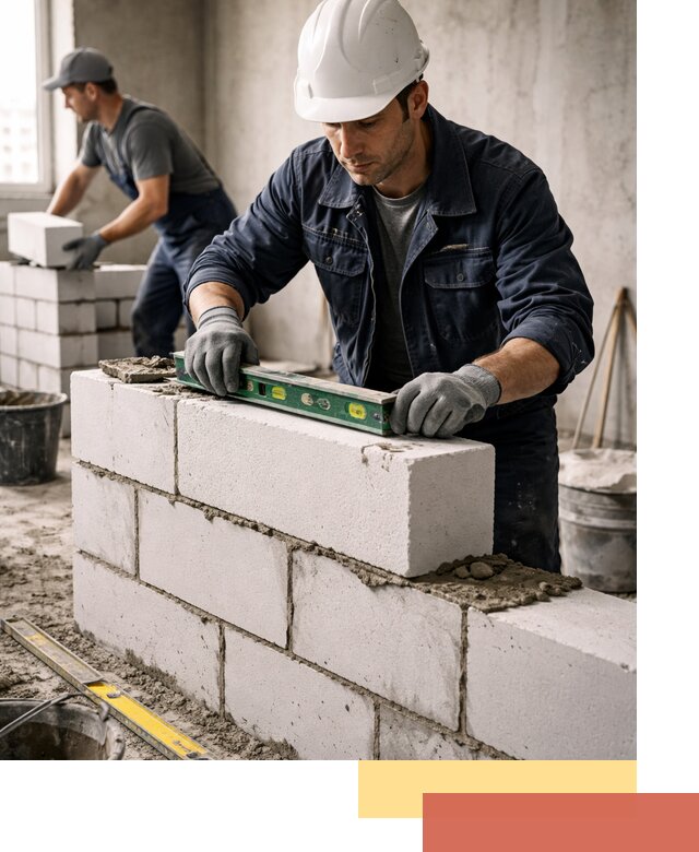 Кладка перегородок из пеноблока под ключ в Карабулаке