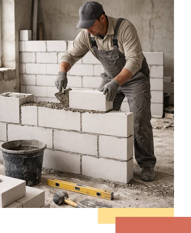 Кладка перегородок из силикатного блока в Карабулаке