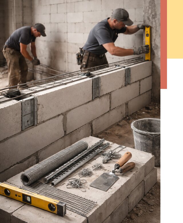 Армирование кладки перегородок в Карабулаке от 775 руб. под ключ | ОТДЕЛОЧНИК-Крб