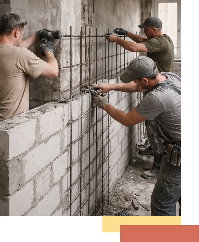 Армирование кладки перегородок в Карабулаке профессионально и надёжно