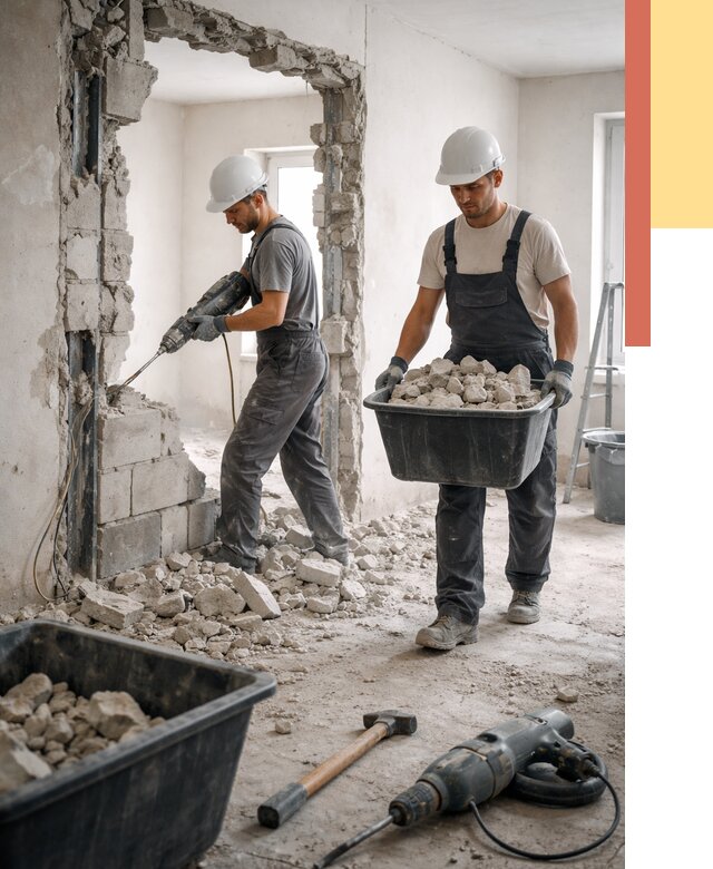 Демонтаж блоковых перегородок в Карабулаке от 3873 руб. — быстро и недорого | ОТДЕЛОЧНИК-Крб