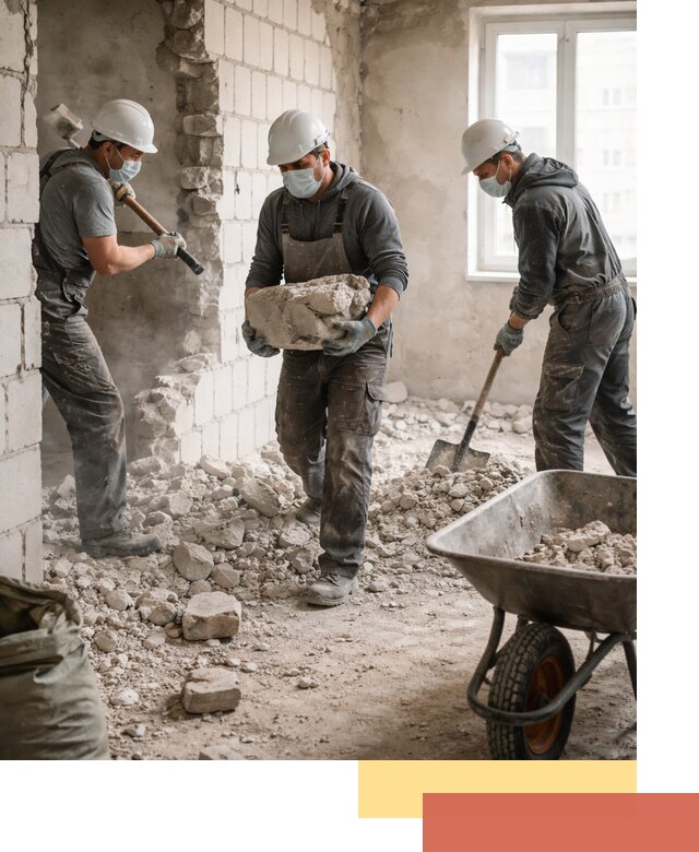 Демонтаж блочных перегородок в Карабулаке быстро и аккуратно