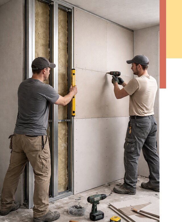 Монтаж двухслойной перегородки из гипсокартона в Карабулаке от 1498 руб. | ОТДЕЛОЧНИК-Крб