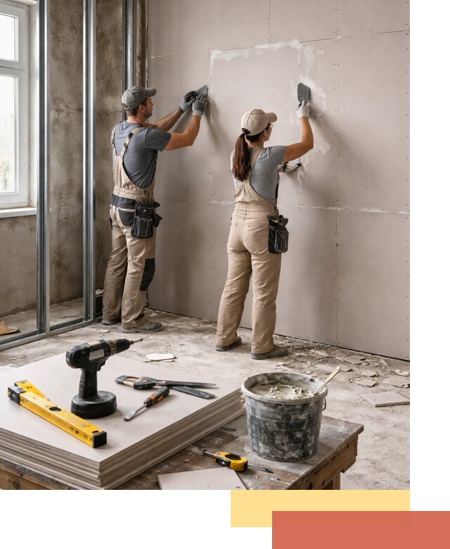 Монтаж двухслойной перегородки из гипсокартона в Карабулаке