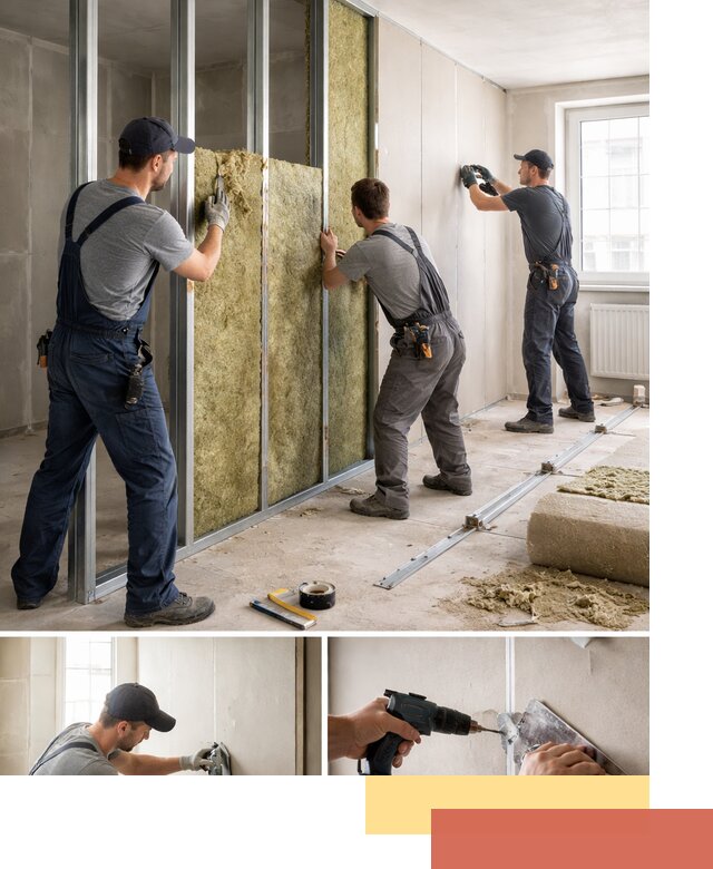 Перегородка из гипсокартона с шумоизоляцией в Карабулаке — монтаж под ключ