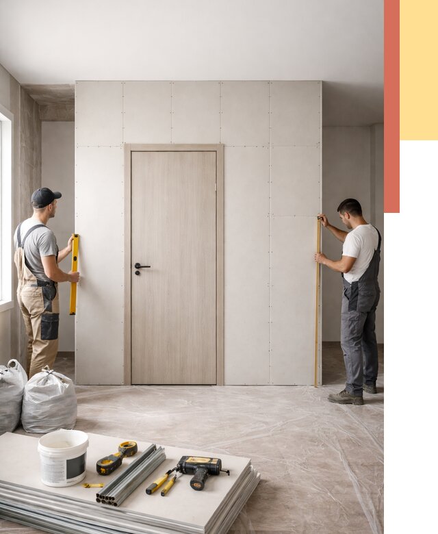 Перегородка из гипсокартона с дверью в Карабулаке от 4648 руб. под ключ | ОТДЕЛОЧНИК-Крб