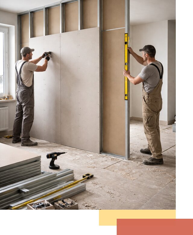 Зонирующая перегородка из гипсокартона под ключ в Карабулаке