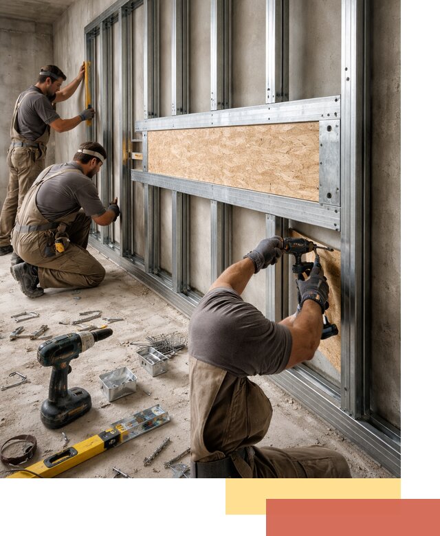 Усиленная перегородка для крепления тяжёлых конструкций в Карабулаке