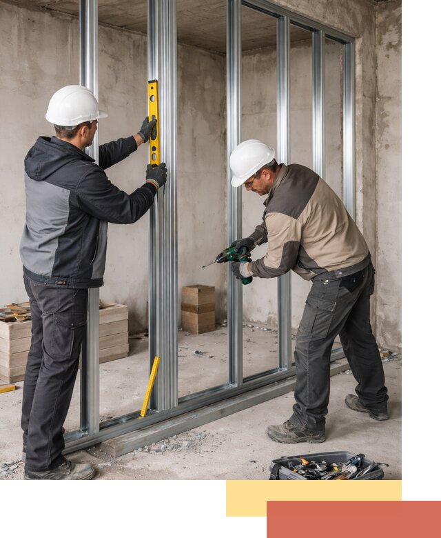 Монтаж каркаса перегородки из профиля в Карабулаке