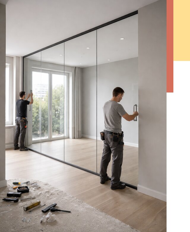 Изготовление стеклянных перегородок в Карабулаке от 12756 руб. под ключ | ОТДЕЛОЧНИК-Крб