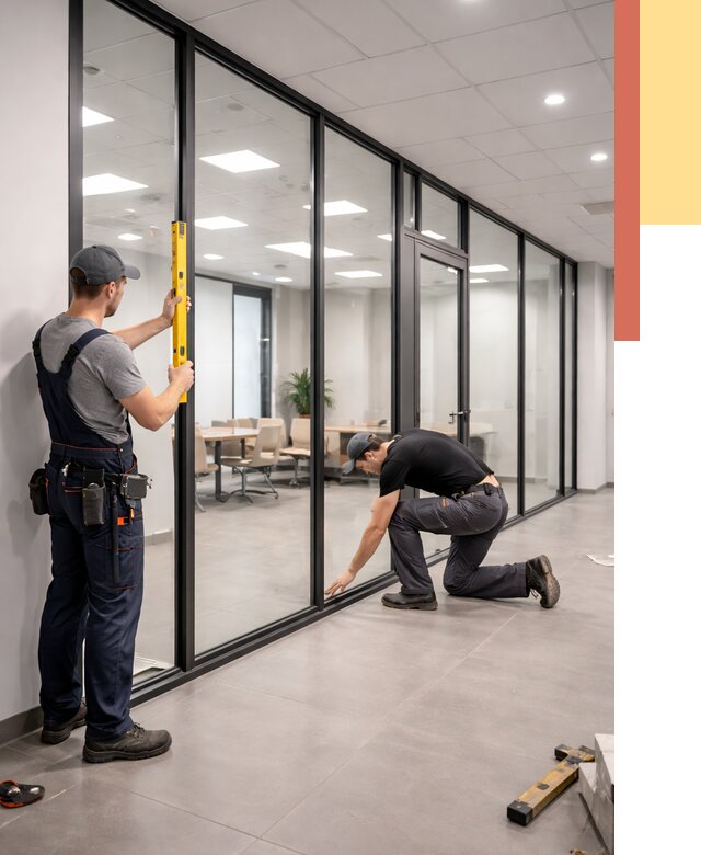 Каркасные стеклянные перегородки в Карабулаке под ключ от 9503 руб. | ОТДЕЛОЧНИК-Крб