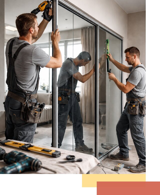 Каркасные стеклянные перегородки под ключ в Карабулаке