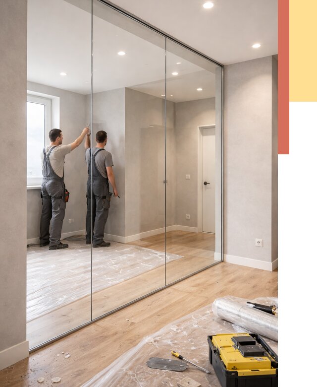 Безрамные стеклянные перегородки в Карабулаке — монтаж от 9813 руб. | ОТДЕЛОЧНИК-Крб