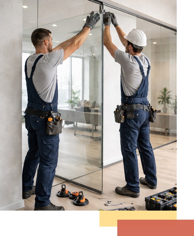 Безрамные стеклянные перегородки под ключ в Карабулаке