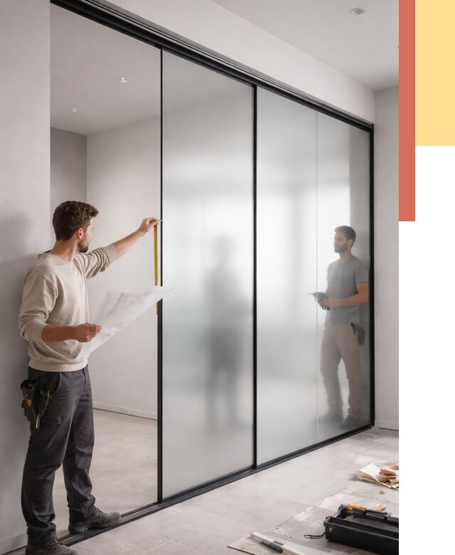 Матовые стеклянные перегородки в Карабулаке от 8780 руб. — монтаж и установка | ОТДЕЛОЧНИК-Крб