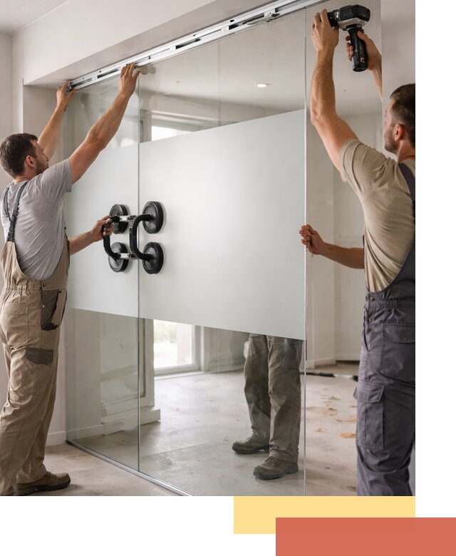 Матовые стеклянные перегородки под ключ в Карабулаке