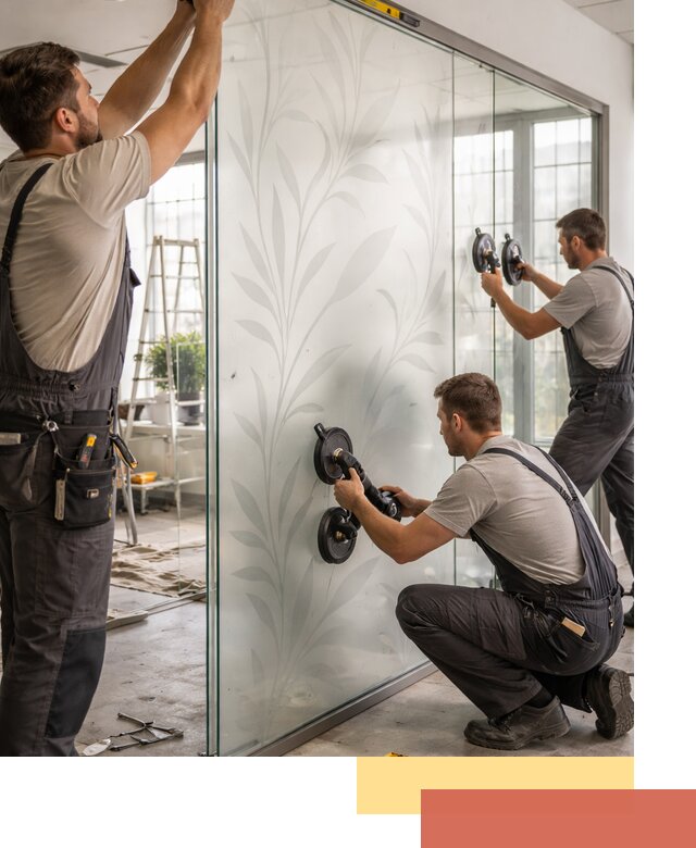 Стеклянные перегородки с рисунком на заказ в Карабулаке