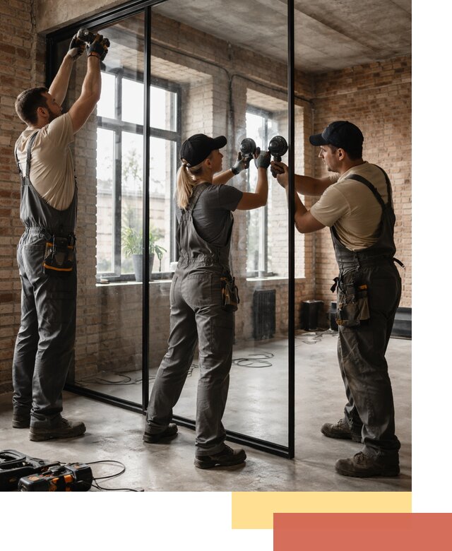 Стеклянные перегородки лофт — изготовление и монтаж в Карабулаке