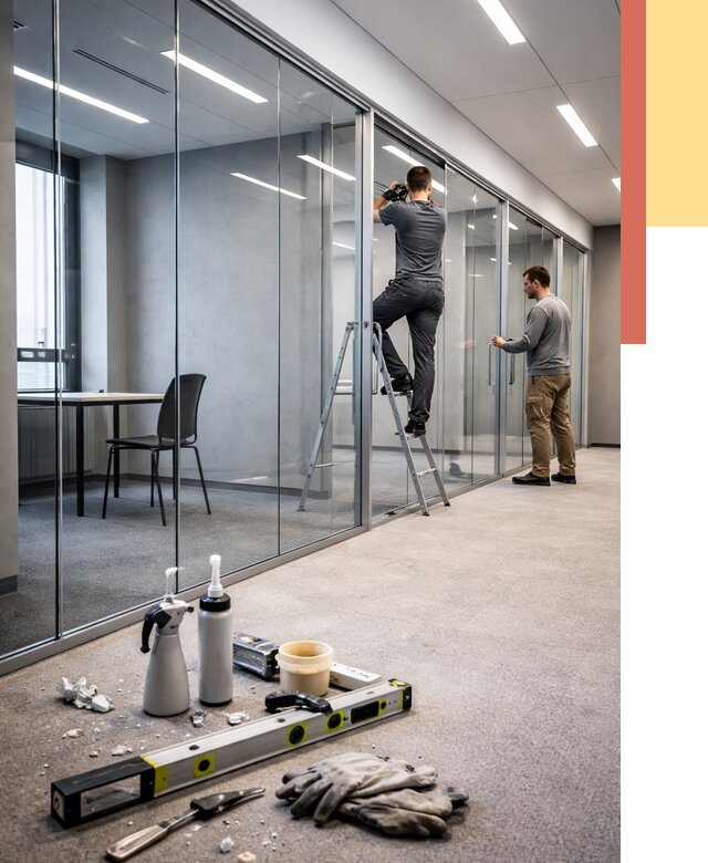 Стеклянные офисные перегородки в Карабулаке от 8780 руб. — монтаж и установка | ОТДЕЛОЧНИК-Крб