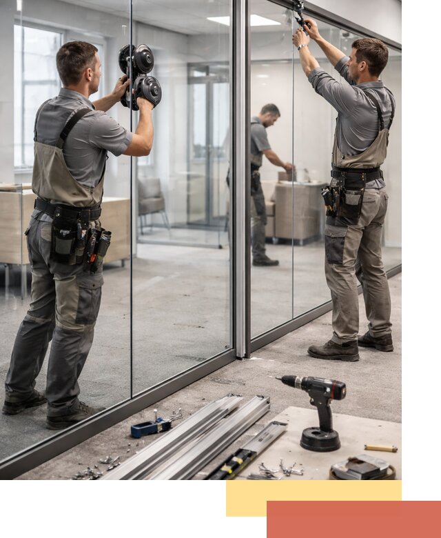 Стеклянные офисные перегородки под ключ в Карабулаке