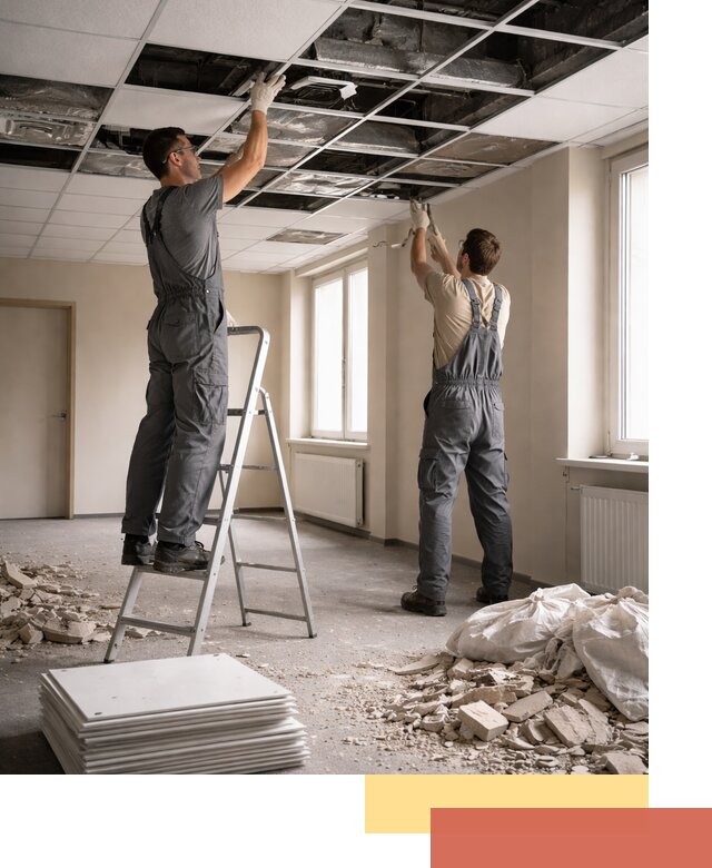 Демонтаж потолков Армстронг профессионально в Карабулаке